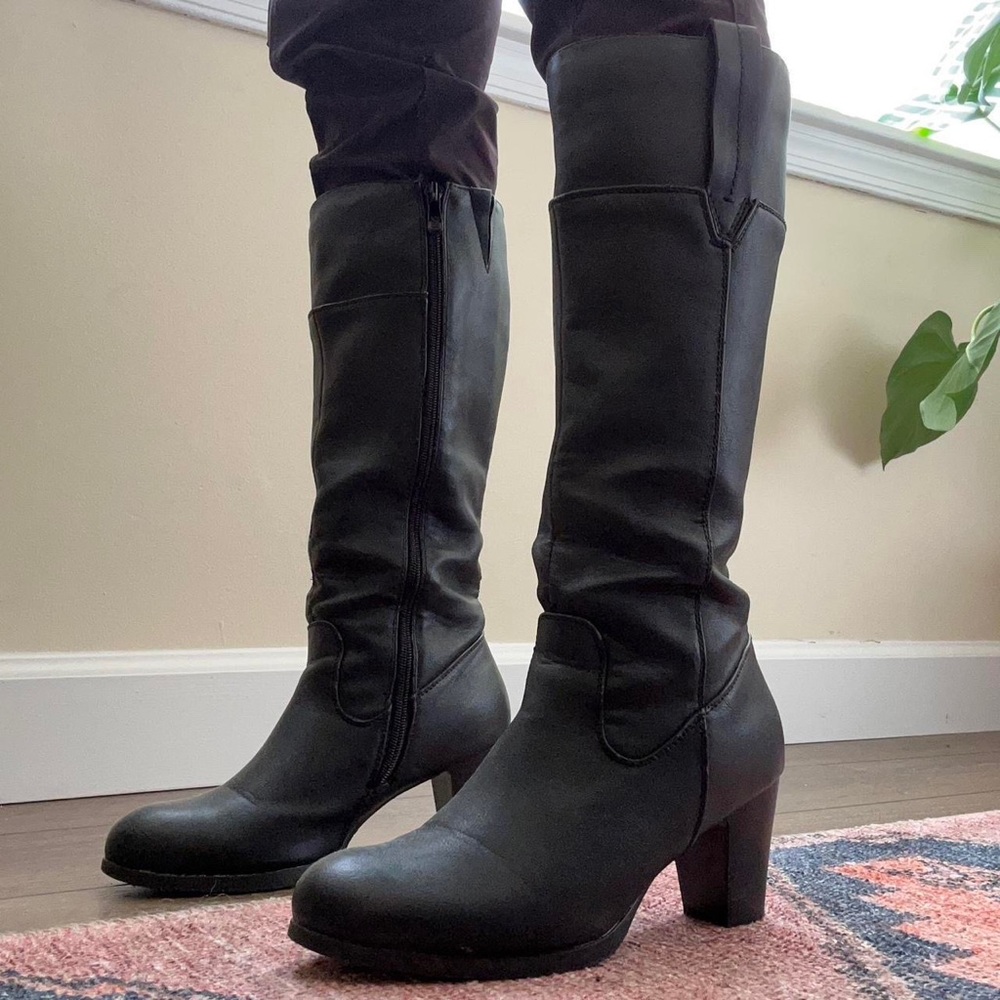 Black leather boots